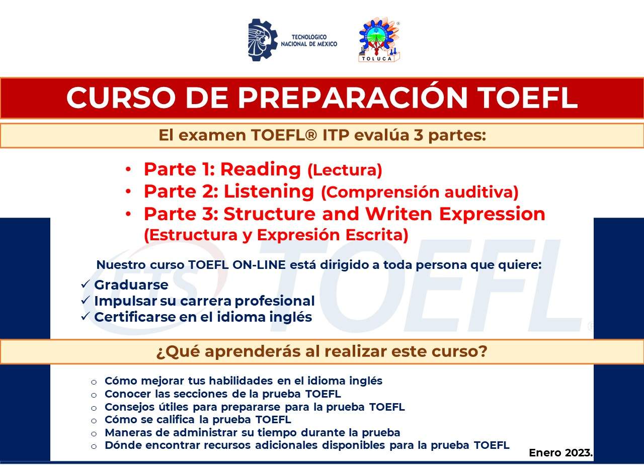 Curso de preparación para el examen TOEFL